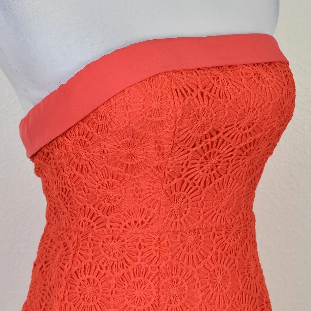 Lulu's Chic Intent Bright Red Crochet Textured Strapless Midi Dress NEW - XS - Picture 4 of 10